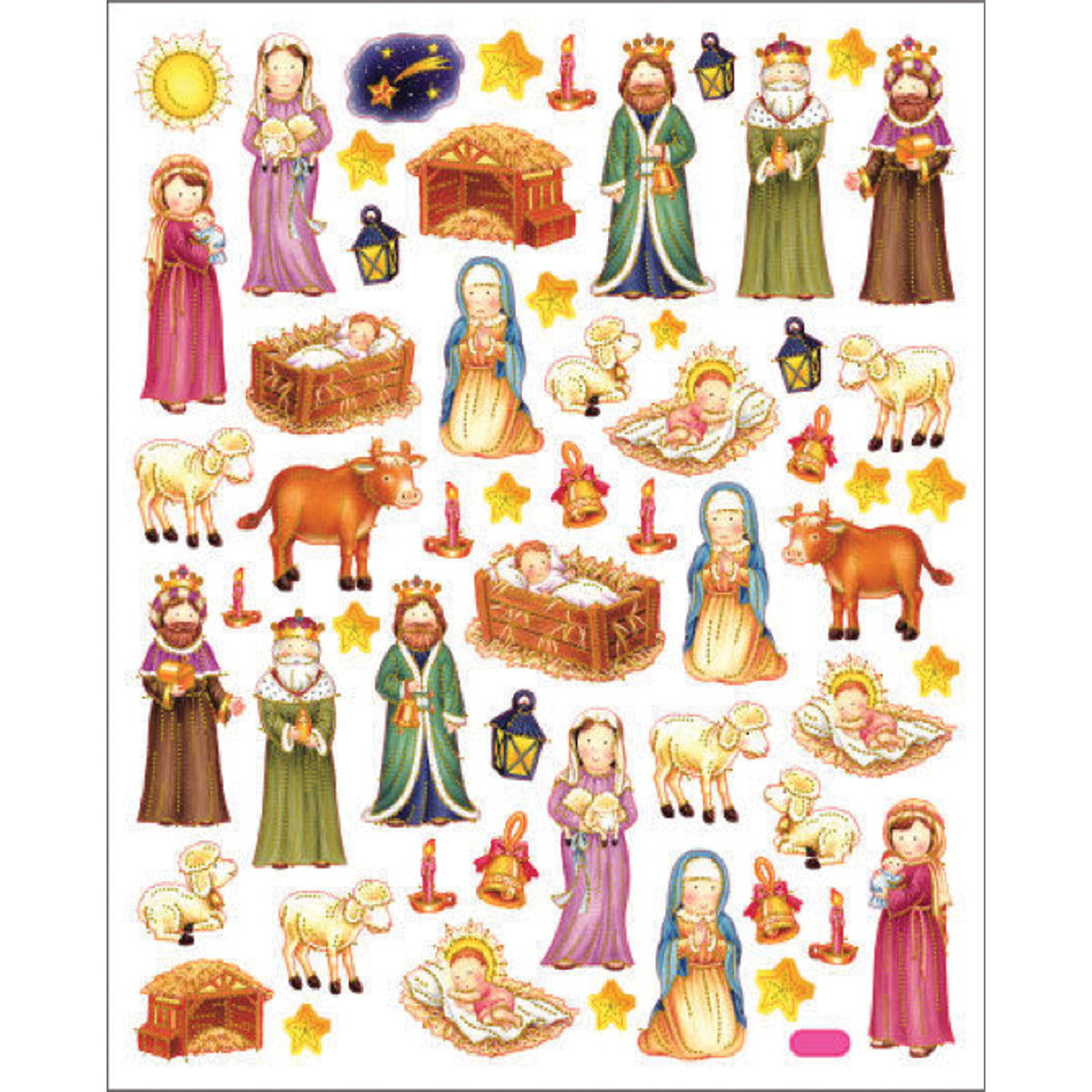 Multicolored Stickers Nativity Scene
