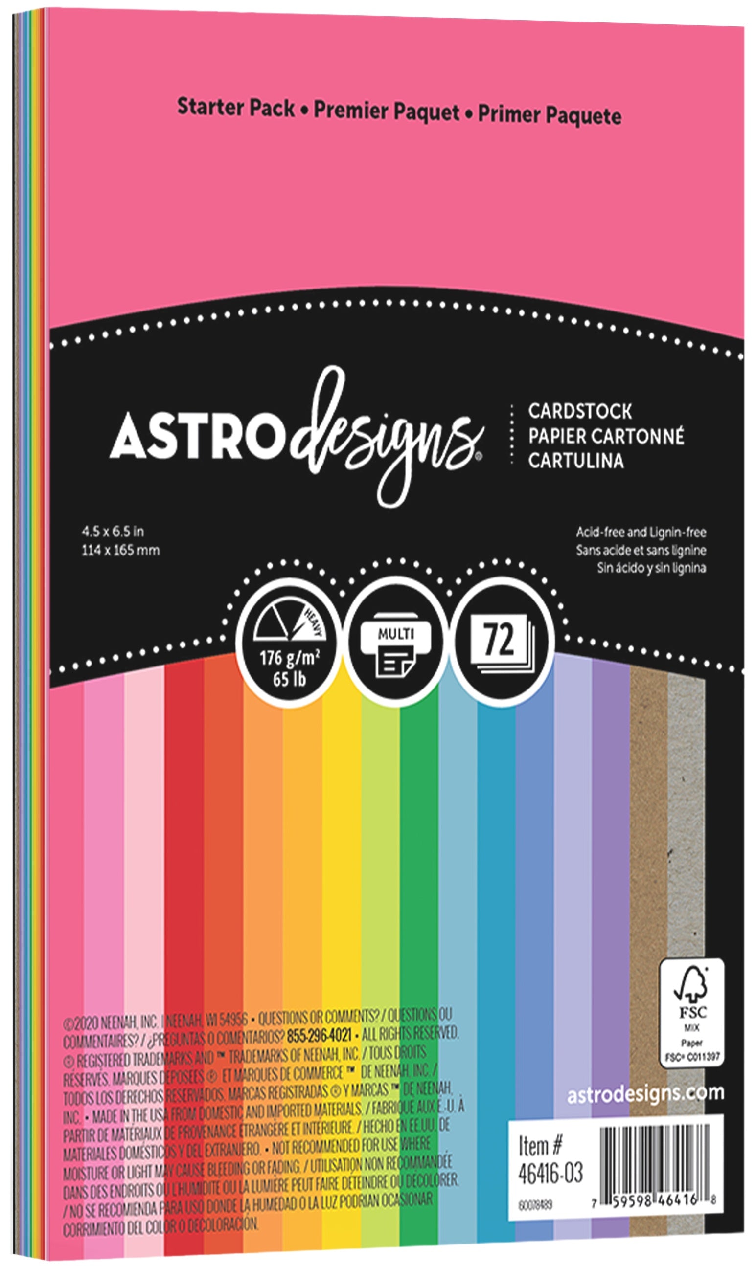 Creative Collection Cardstock Starter Pack 4.5"X6.5" 72/Pkg 18 Bold & Vivid Colors