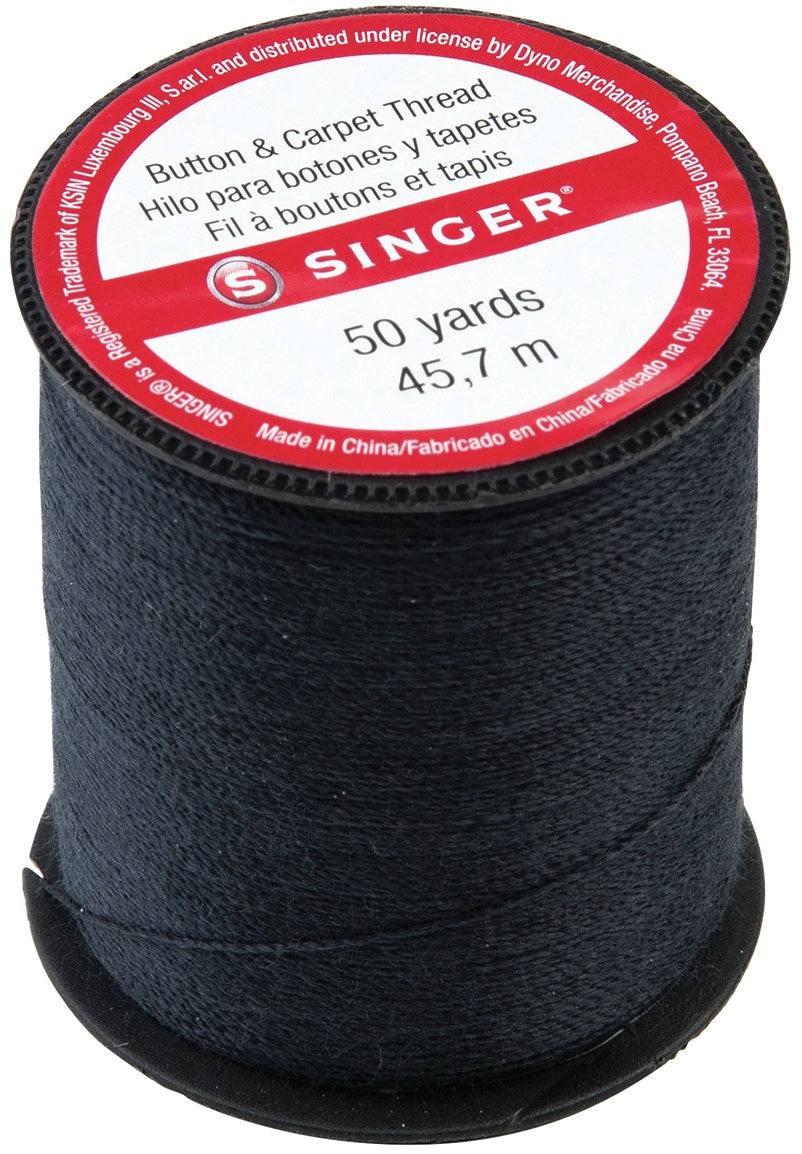 Button & Carpet Thread 50yd Black