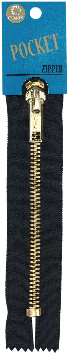 Fashion Pocket/Brass Teeth Zipper 5" Black