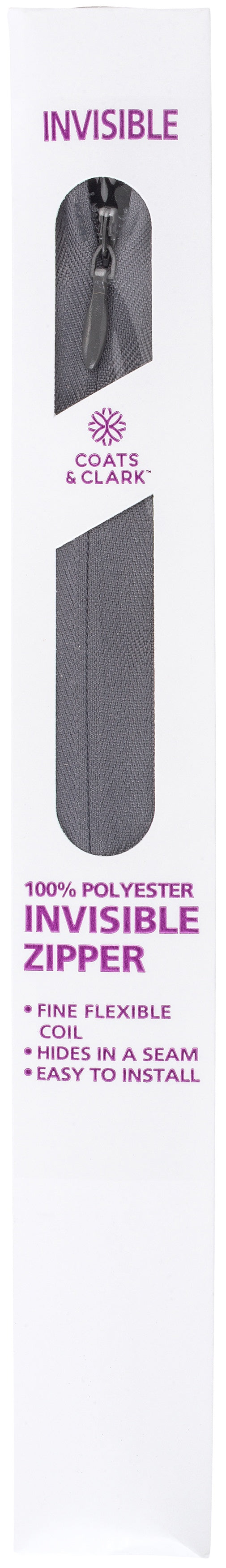 Coats Invisible Zipper 7" To 9"-Slate