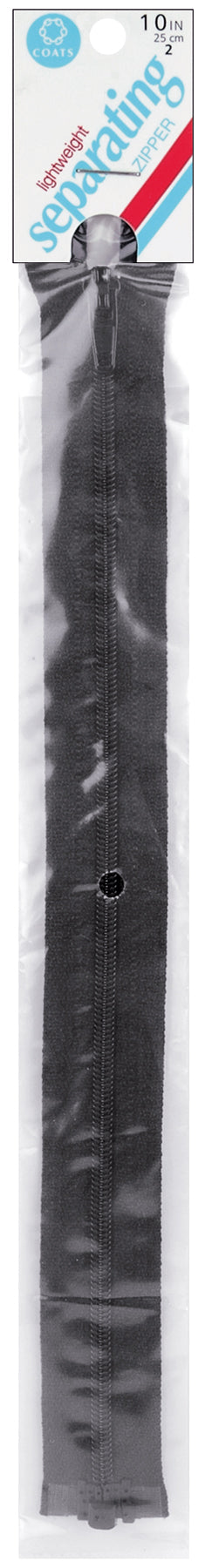Lightweight Separating Zipper 10" Black