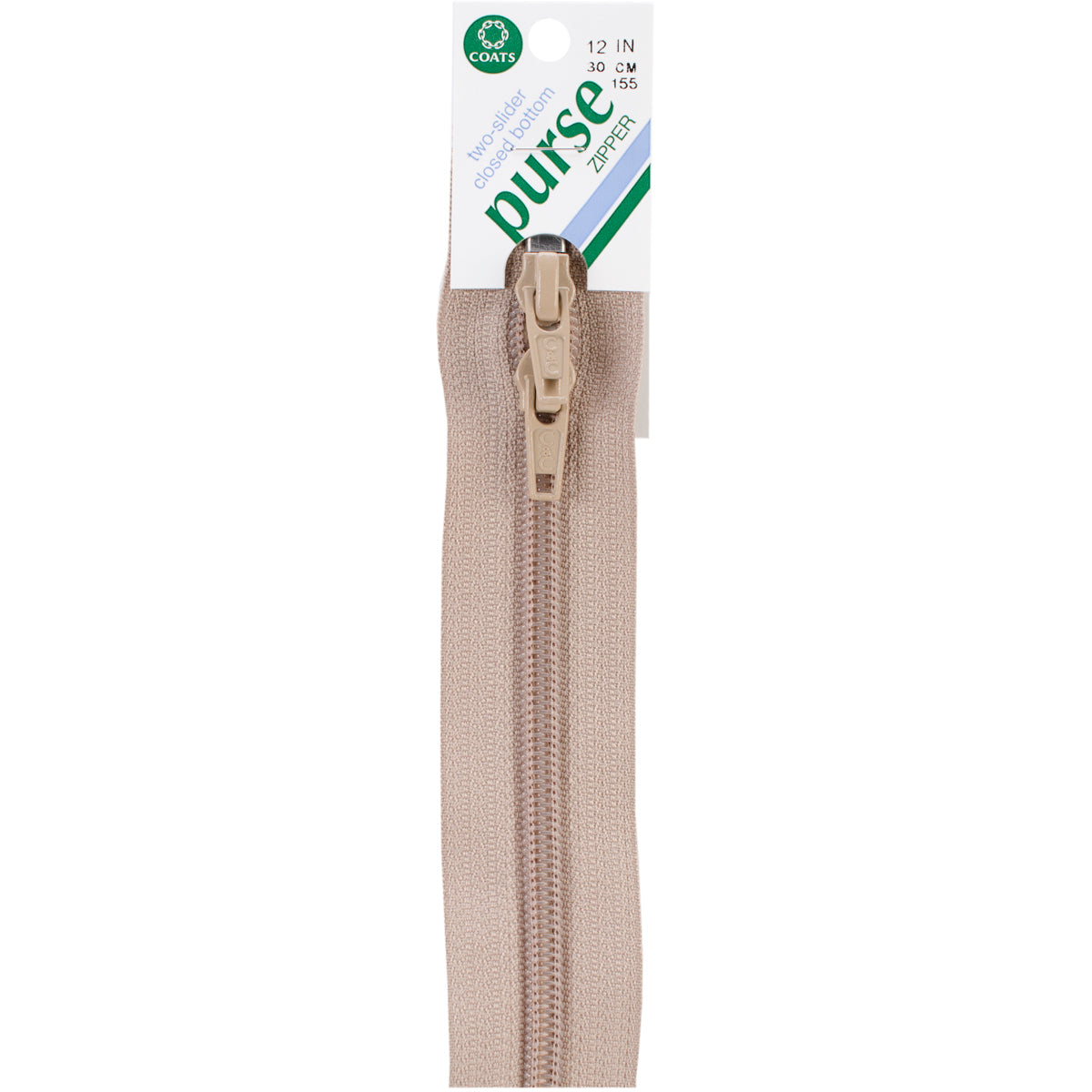 Purse Double Slider Zipper 12" Dogwood