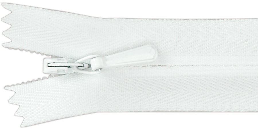 Unique Invisible Zipper 9" White