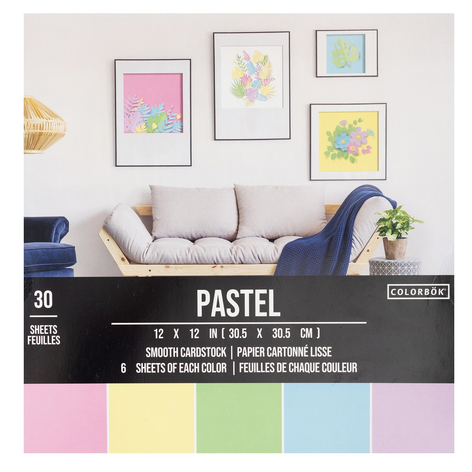 Colorbok 78lb Smooth Cardstock 12"X12" 30/Pkg Pastel, 5 Colors/6 Each