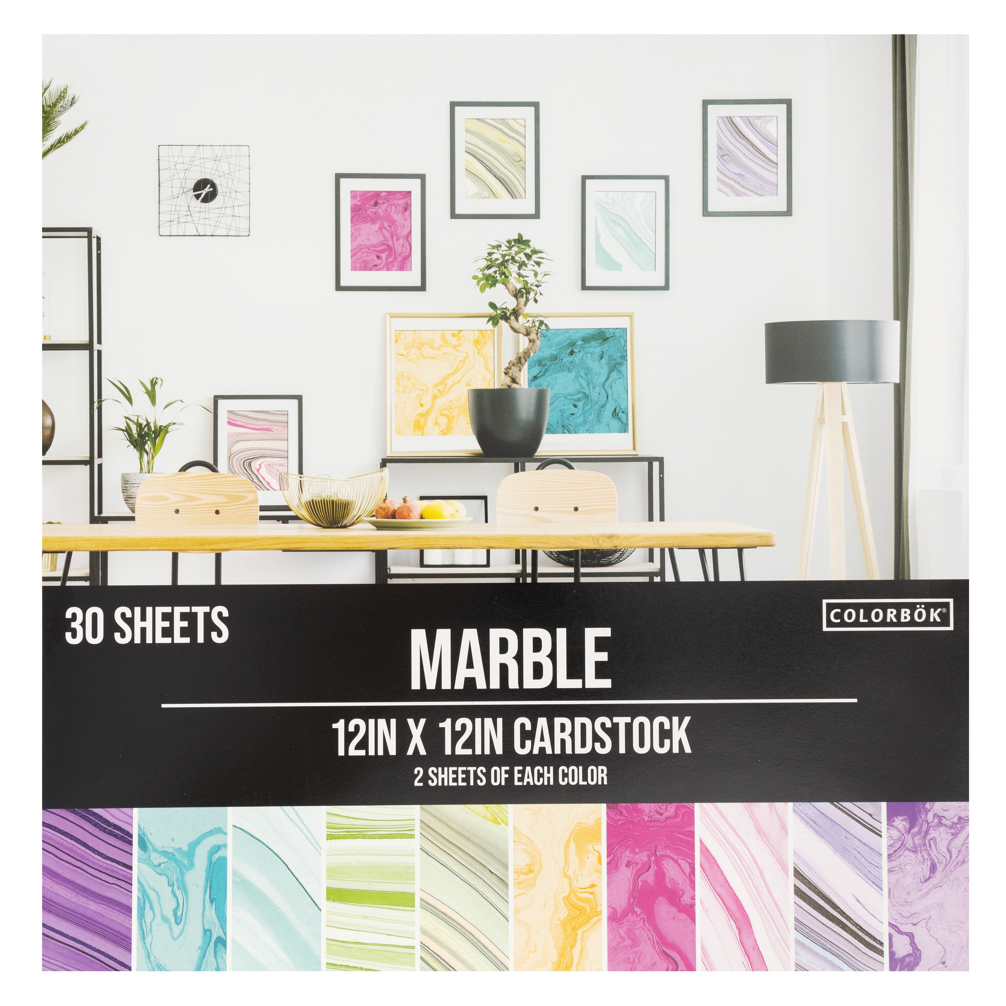 Colorbok 78lb Single-Sided Printed Cardstock 12"X12" 30/Pkg Marble