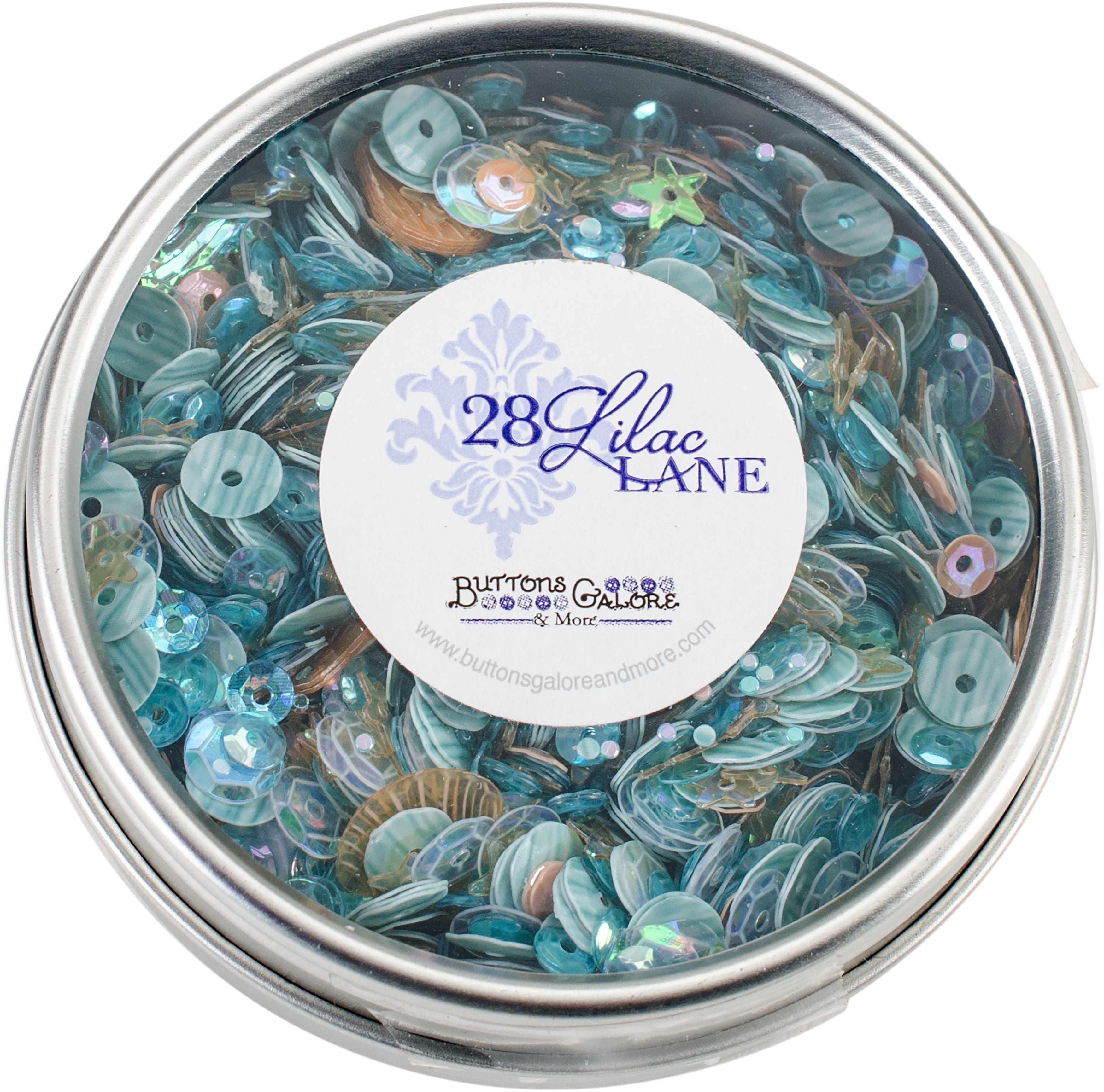 28 Lilac Lane Tin W/Sequins 40g Seaside Holiday