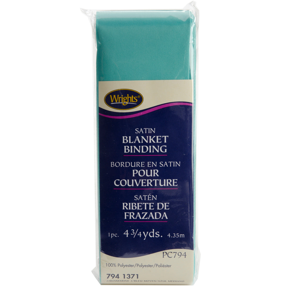 Single Fold Satin Blanket Binding 2"X4-3/4yd Aquamarine 2