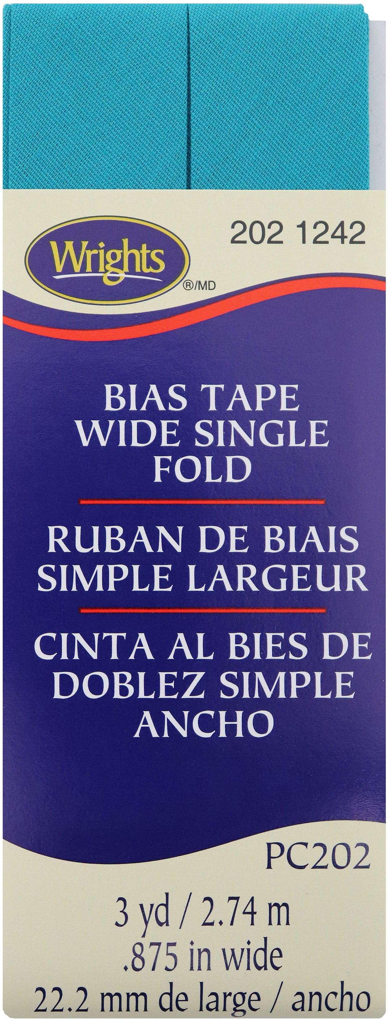 Wrights Single Fold Bias Tape 7/8"X3yd Mediterranean