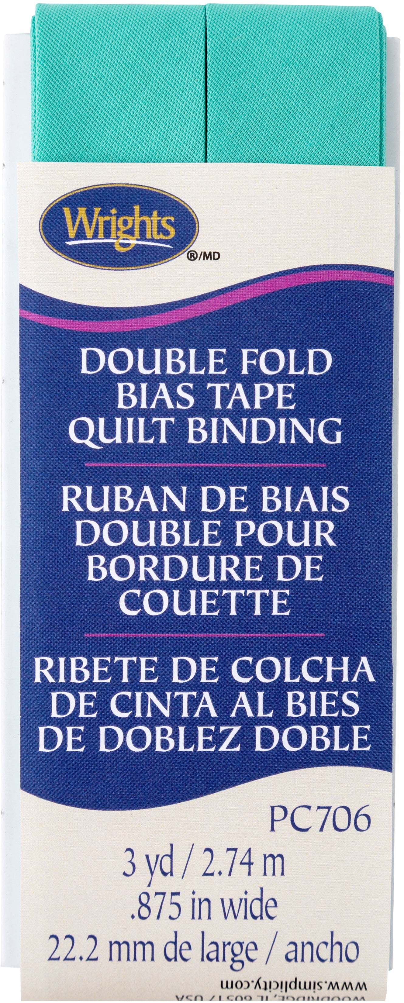 Wrights Double Fold Quilt Binding 7/8"X3yd Aquamarine II