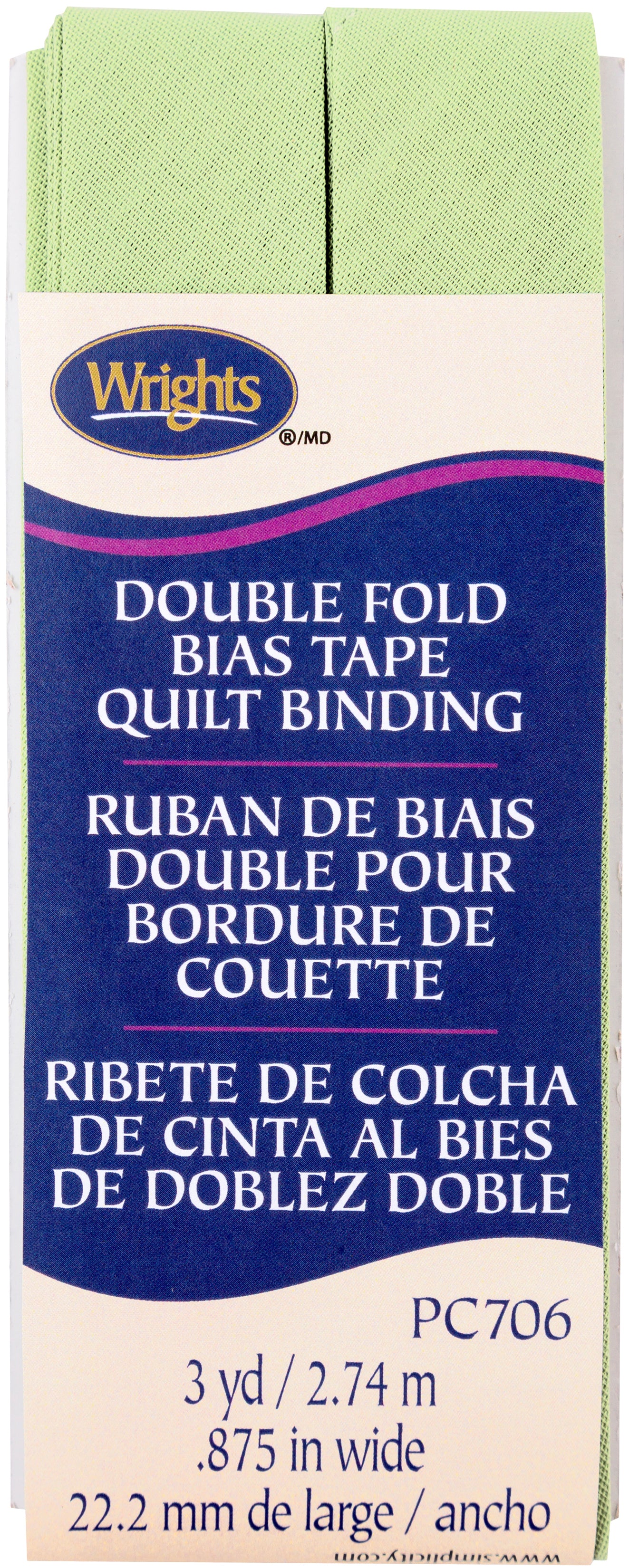 Wrights Double Fold Quilt Binding 7/8"X3yd Sage