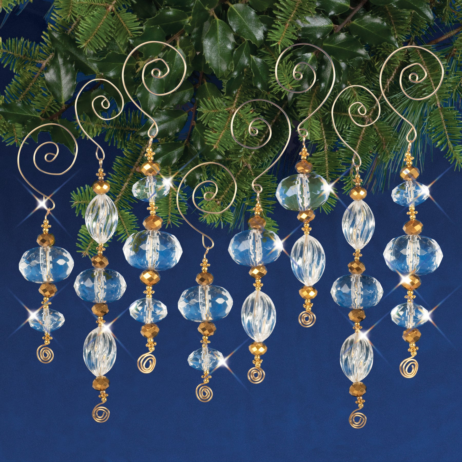 Nostalgic Christmas Beaded Crystal Ornament Kit Gold & Crystal Icicles