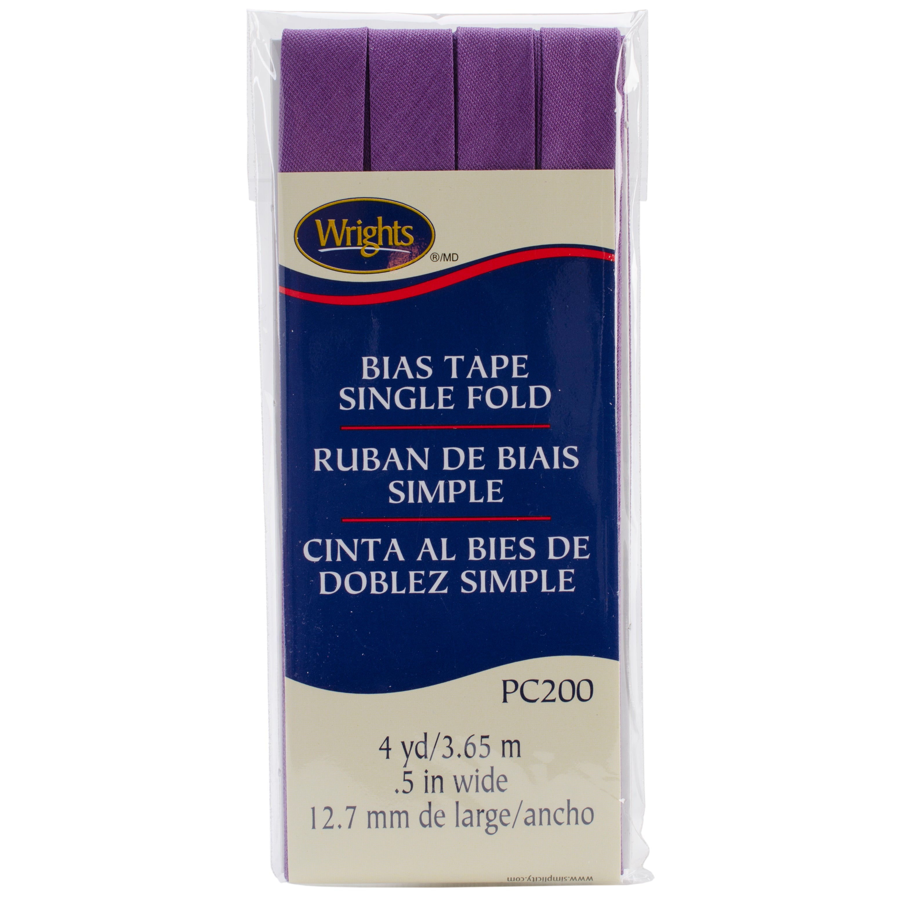 Single Fold Bias Tape 1/2"X4yd Purple