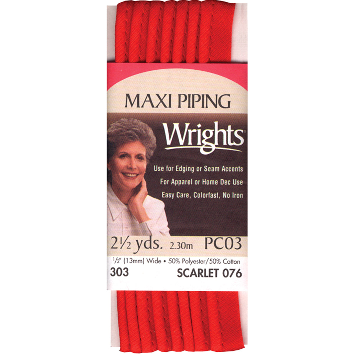 Bias Tape Maxi Piping 1/2"X2-1/2yd Scarlet