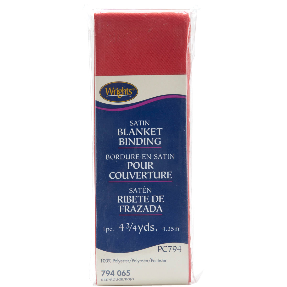 Single Fold Satin Blanket Binding 2"X4-3/4yd Red