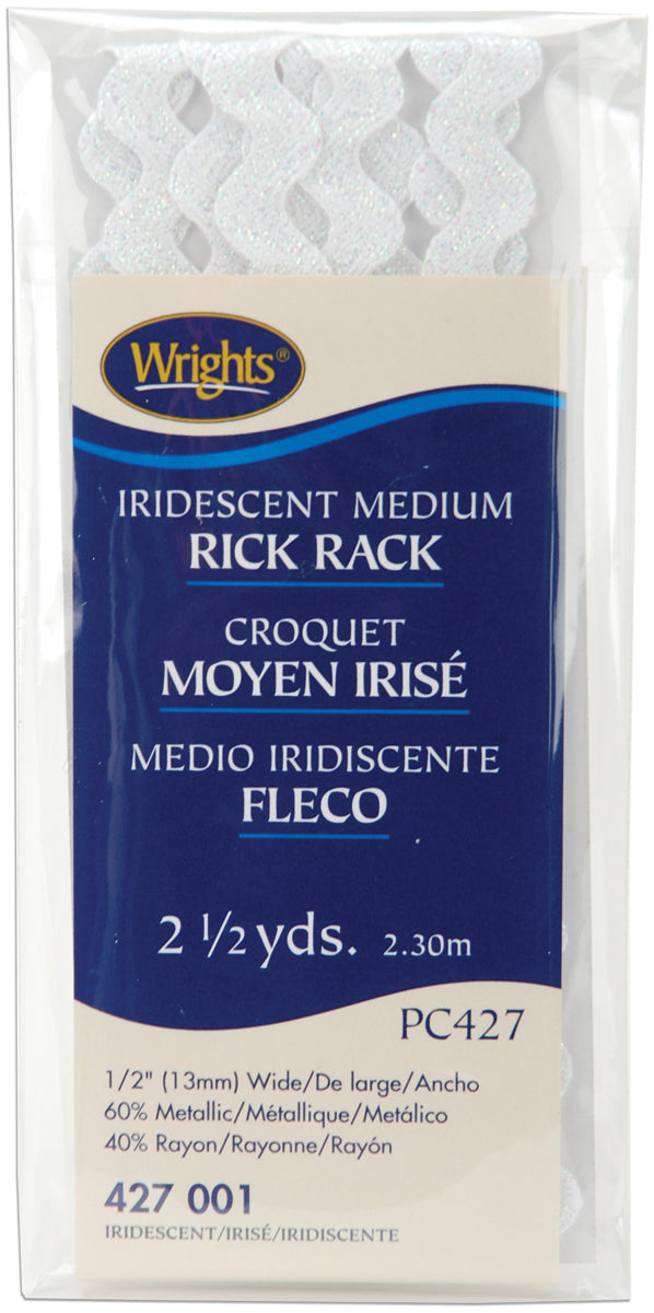 Medium Rickrack 1/2"X2-1/2yd Iridescent