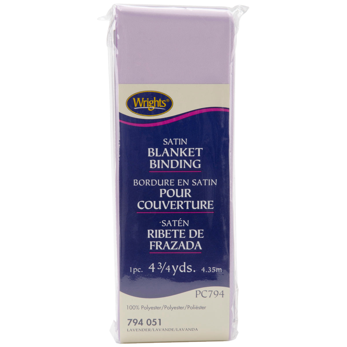 Single Fold Satin Blanket Binding 2"X4-3/4yd Lavender