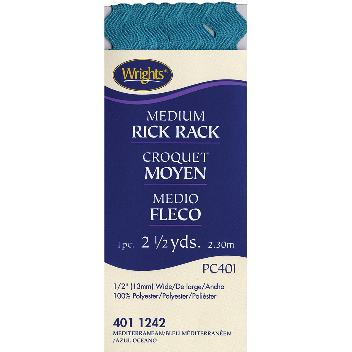Medium Rickrack 1/2"X2-1/2yd Mediterranean
