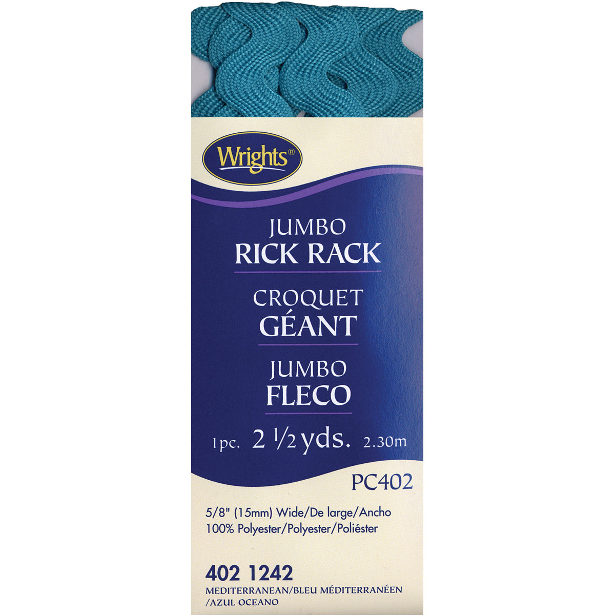 Jumbo Rickrack 5/8"X2-1/2yd Mediterranean