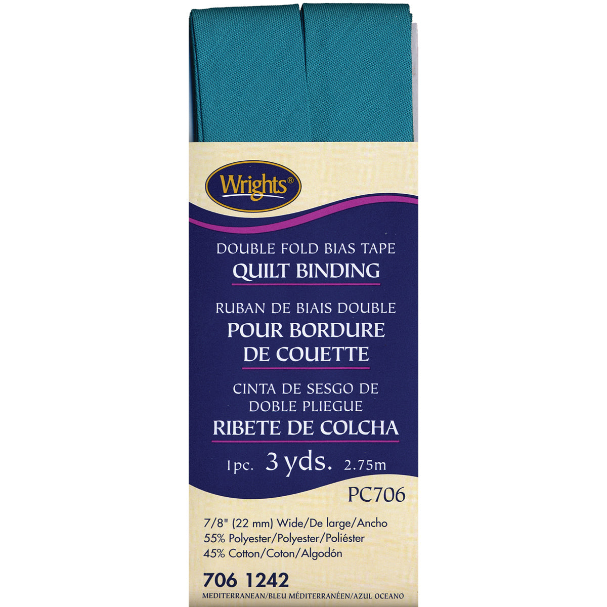 Double Fold Quilt Binding 7/8"X3yd Mediterranean