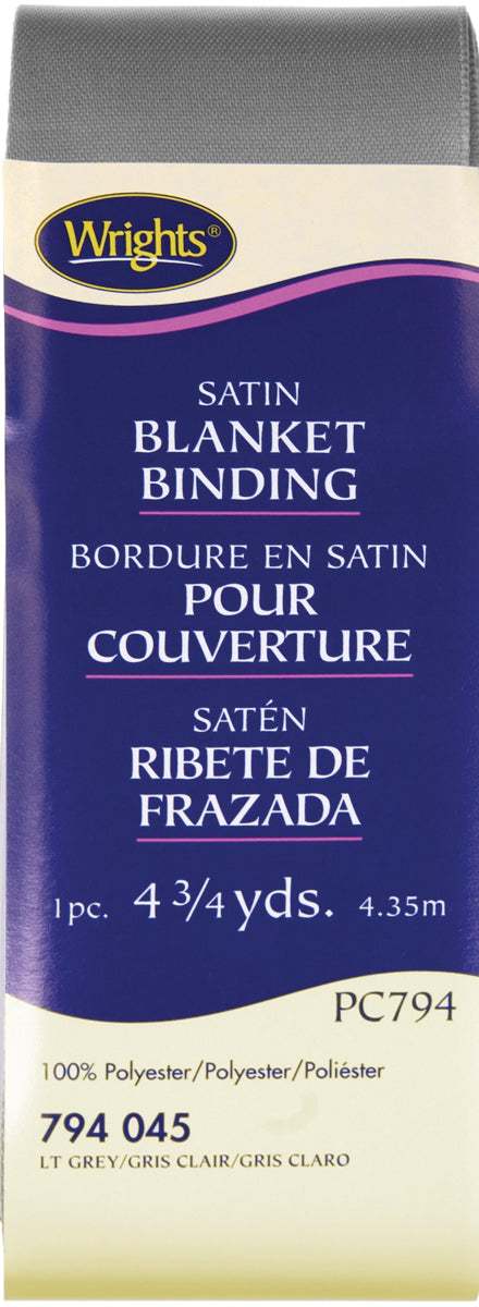Single Fold Satin Blanket Binding 2"X4-3/4yd Light Gray