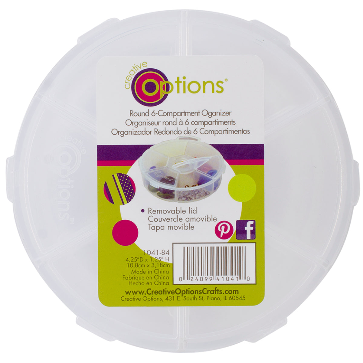 Creative Options Round Accessory Organizer 4.25"X4.25"X1.25" Clear