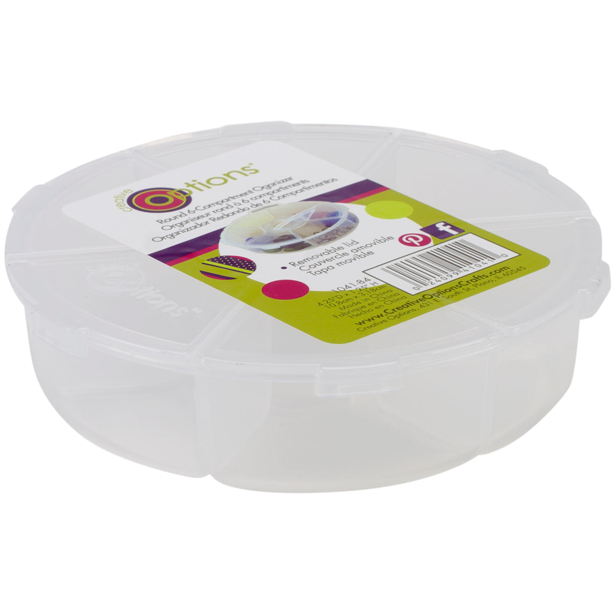 Creative Options Round Accessory Organizer 4.25"X4.25"X1.25" Clear