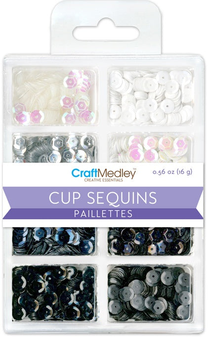 Cup Sequins 7mm .56oz Black & White Classic