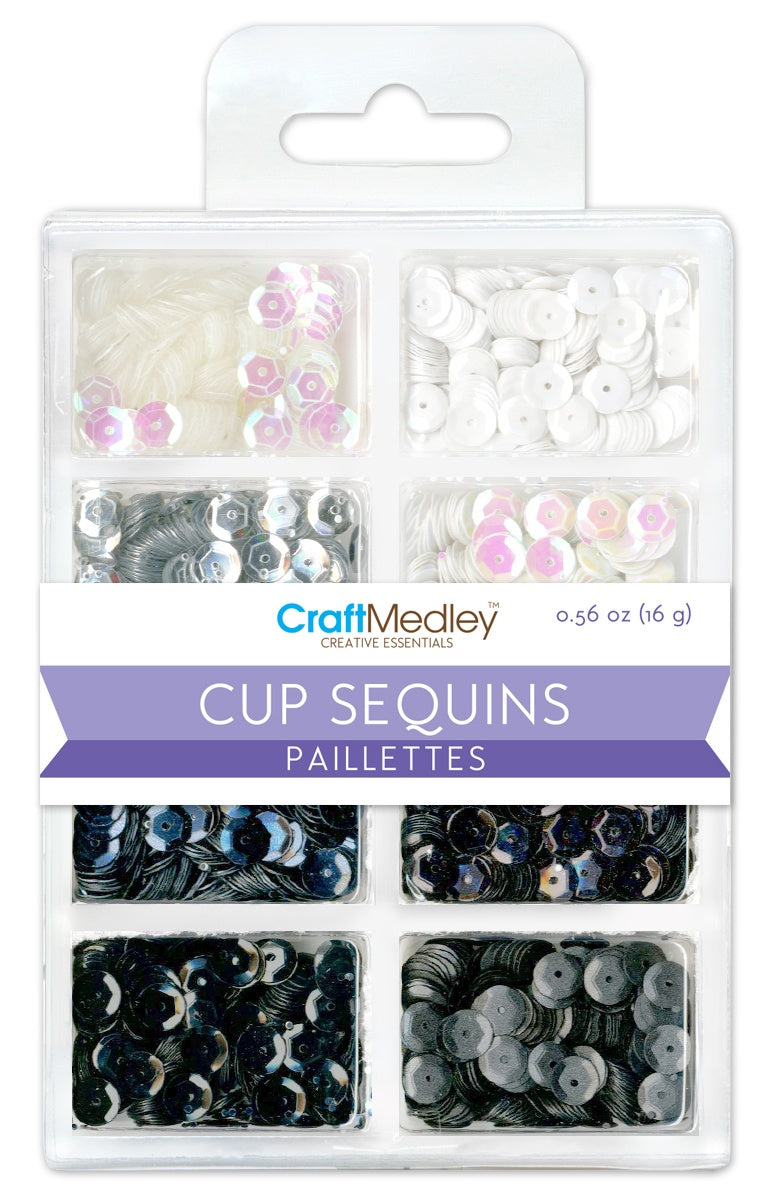 Cup Sequins 7mm .56oz Black & White Classic