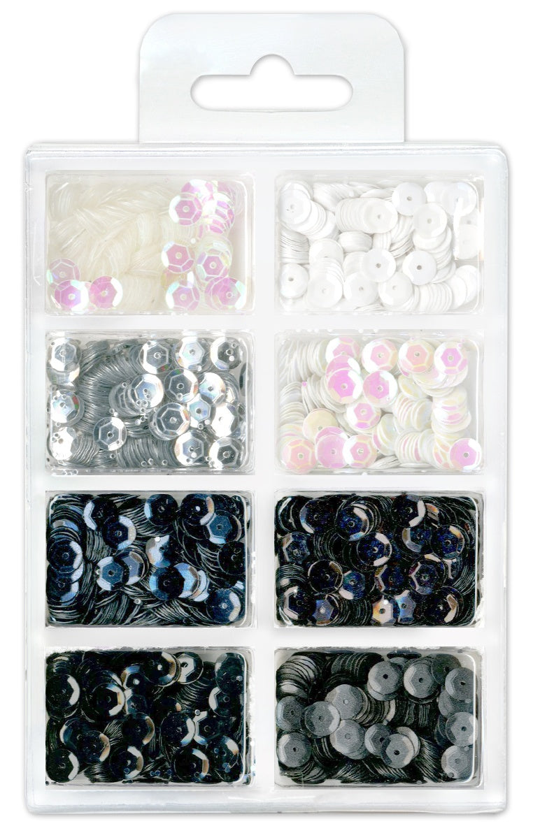 Cup Sequins 7mm .56oz Black & White Classic