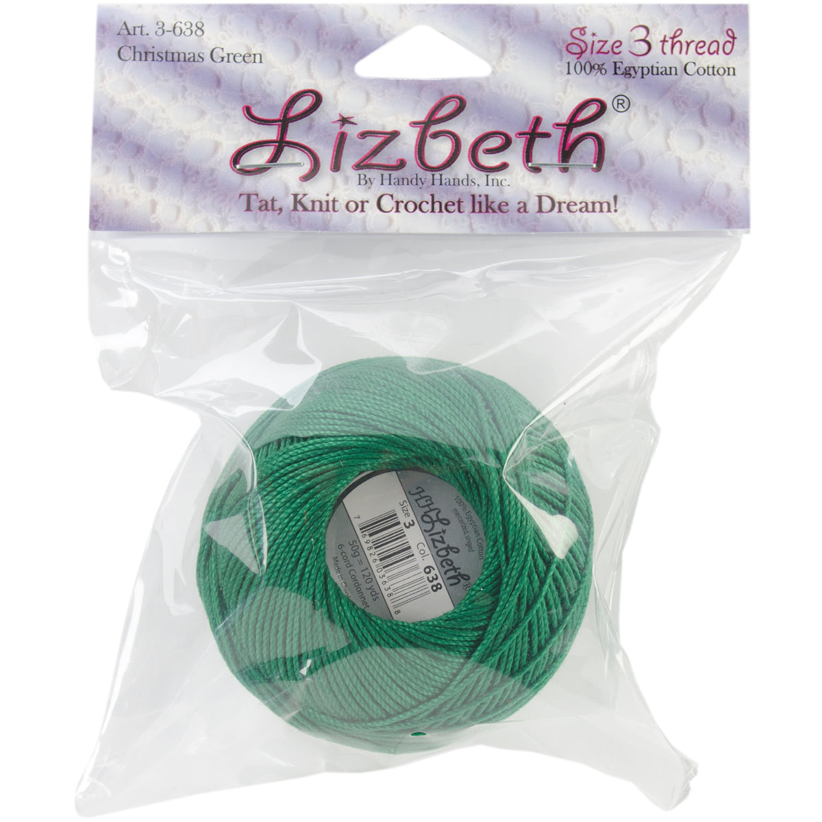 Lizbeth Cordonnet Cotton Size 3 Christmas Green