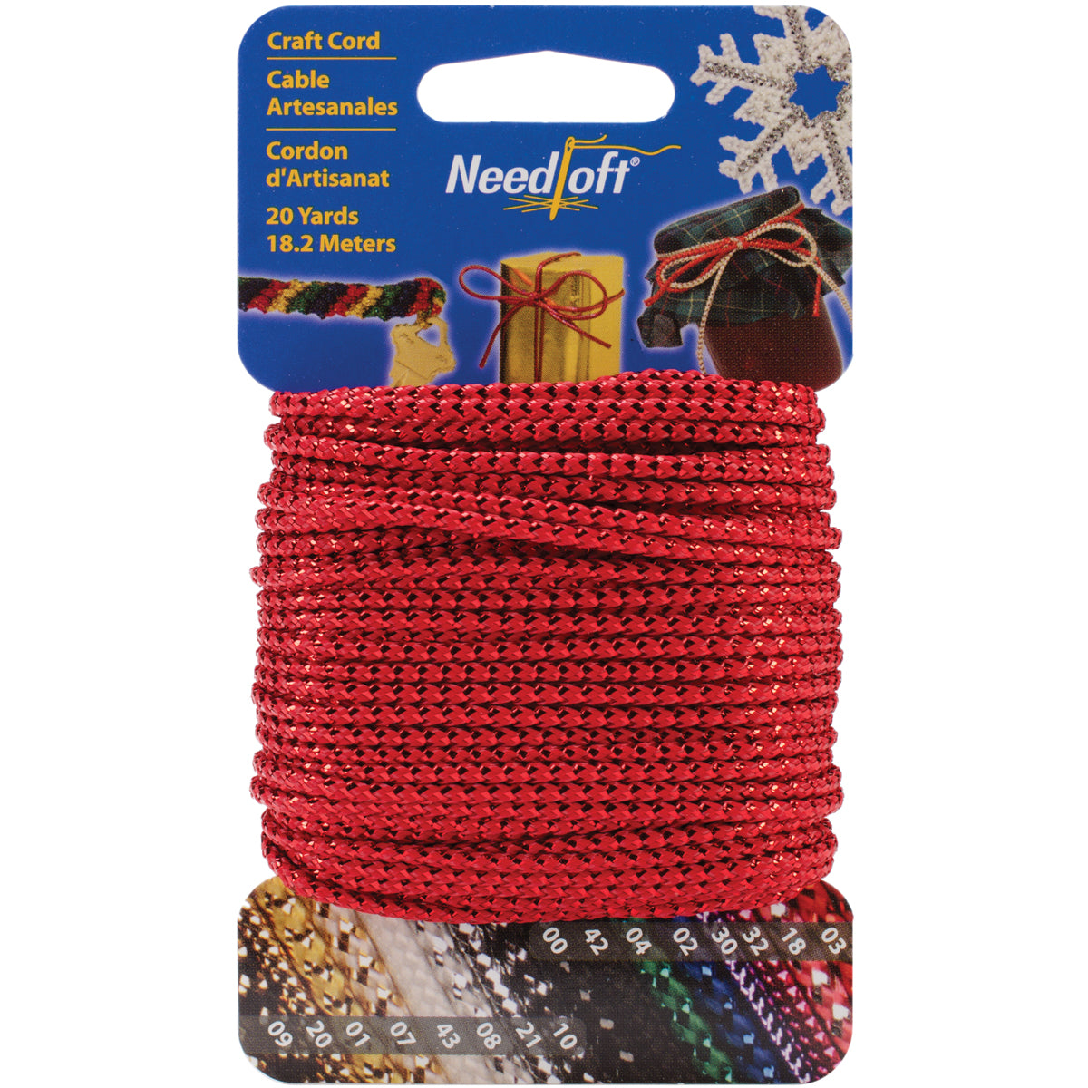 Needloft Novelty Craft Cord 20yd Metallic Red