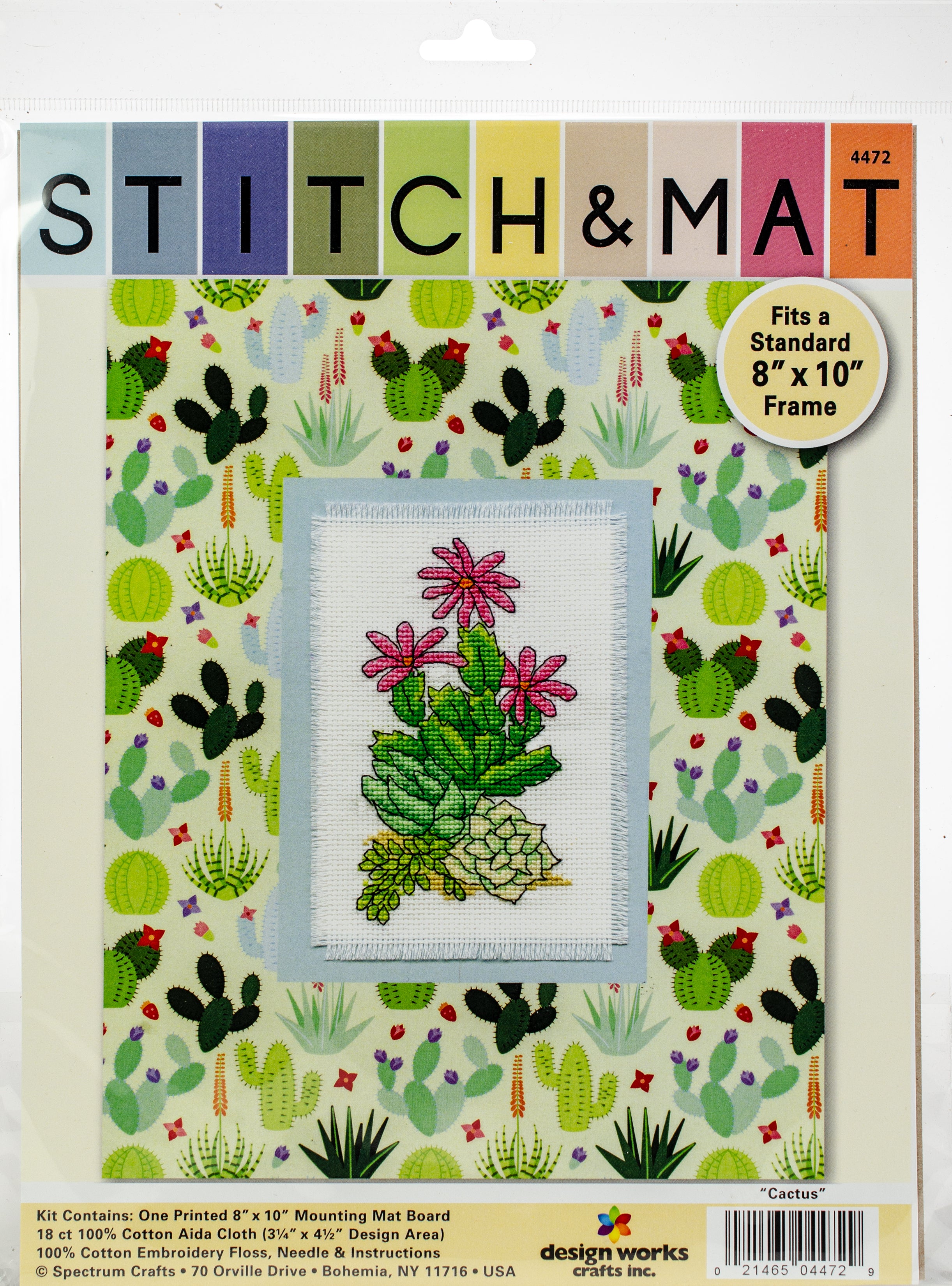 Design Works Stitch & Mat Counted Cross Stitch Kit 3"X4.5" Cactus (18 Count)