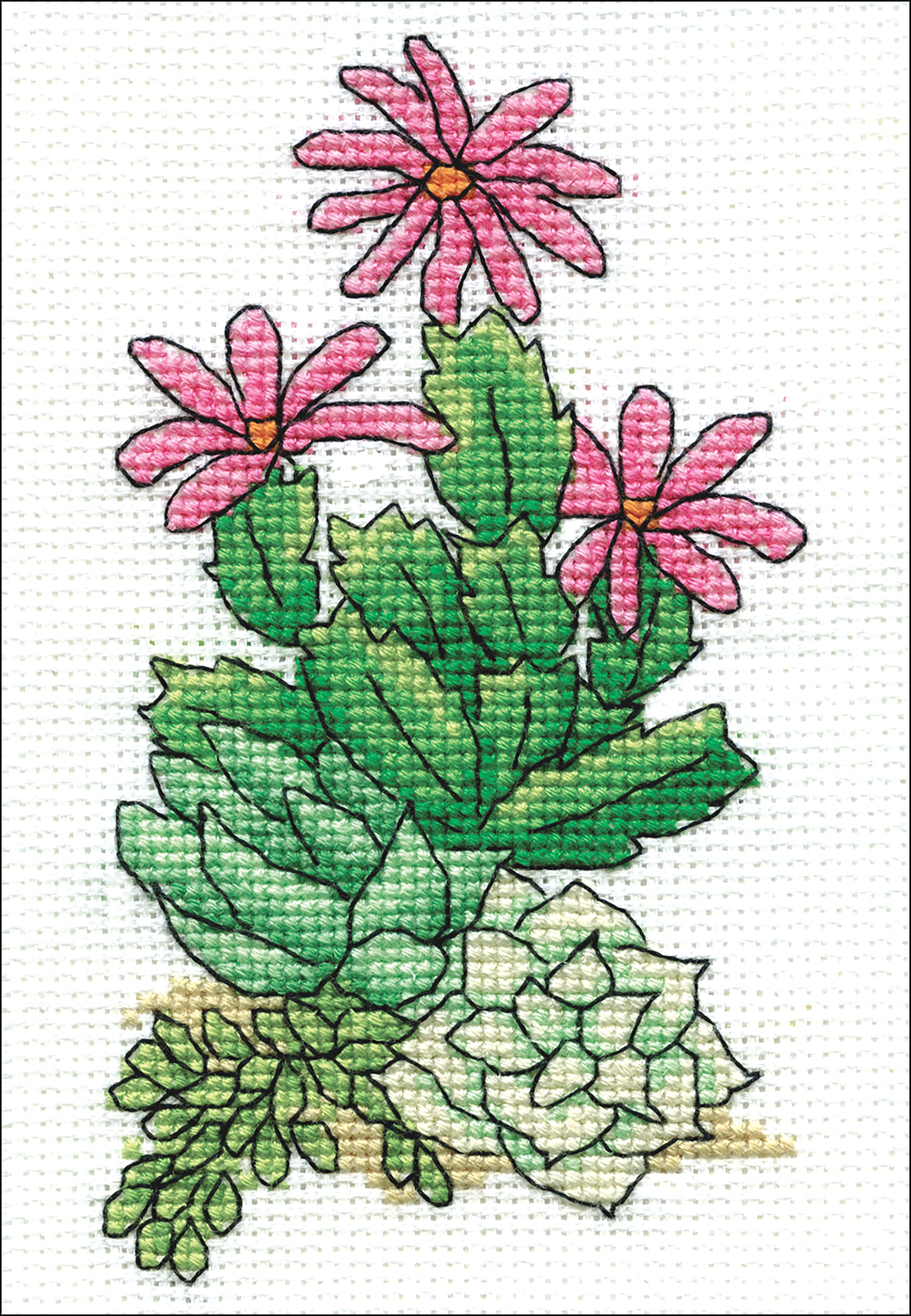 Design Works Stitch & Mat Counted Cross Stitch Kit 3"X4.5" Cactus (18 Count)