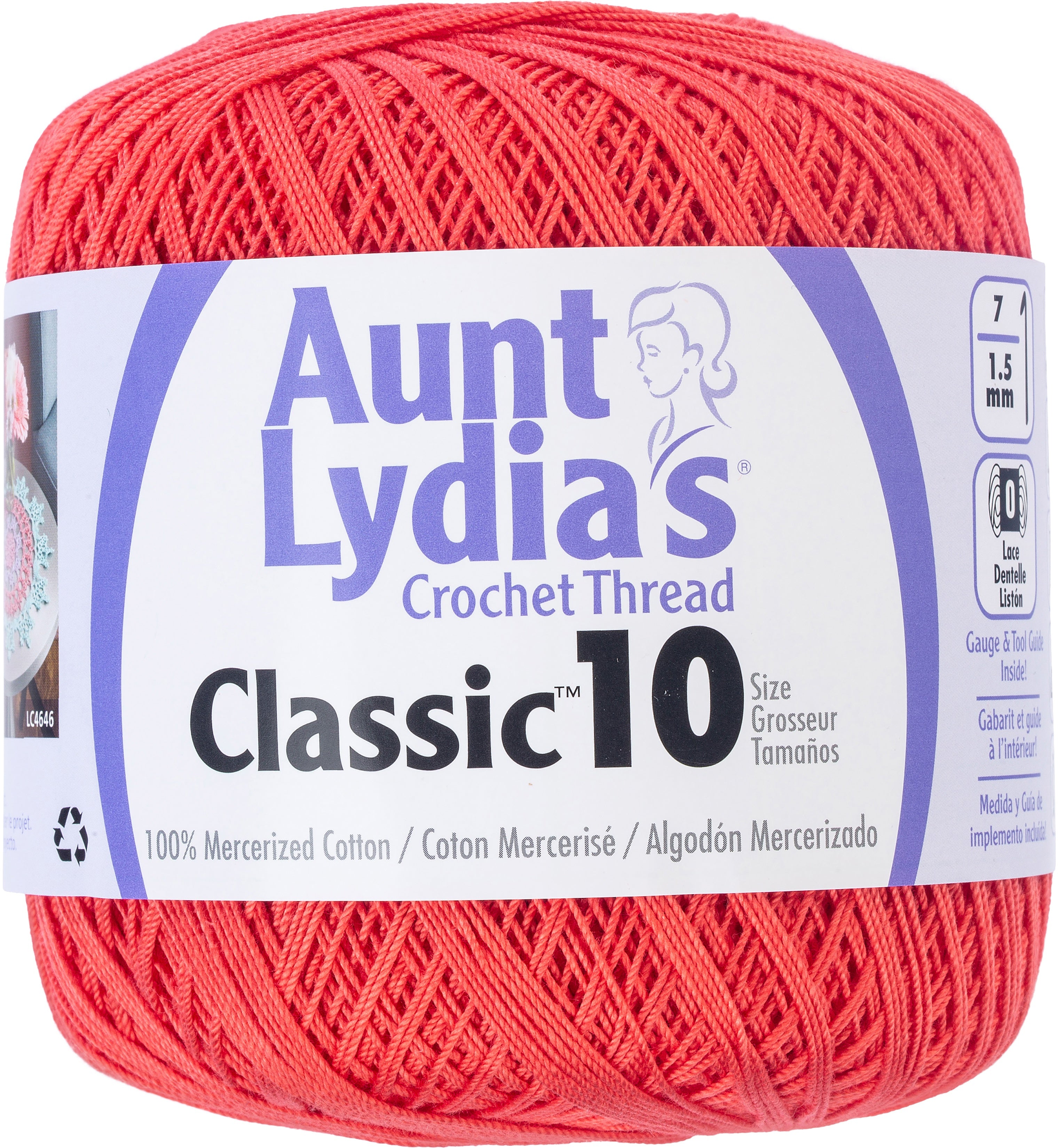 Aunt Lydia's Classic Crochet Thread Size 10 Bright Coral