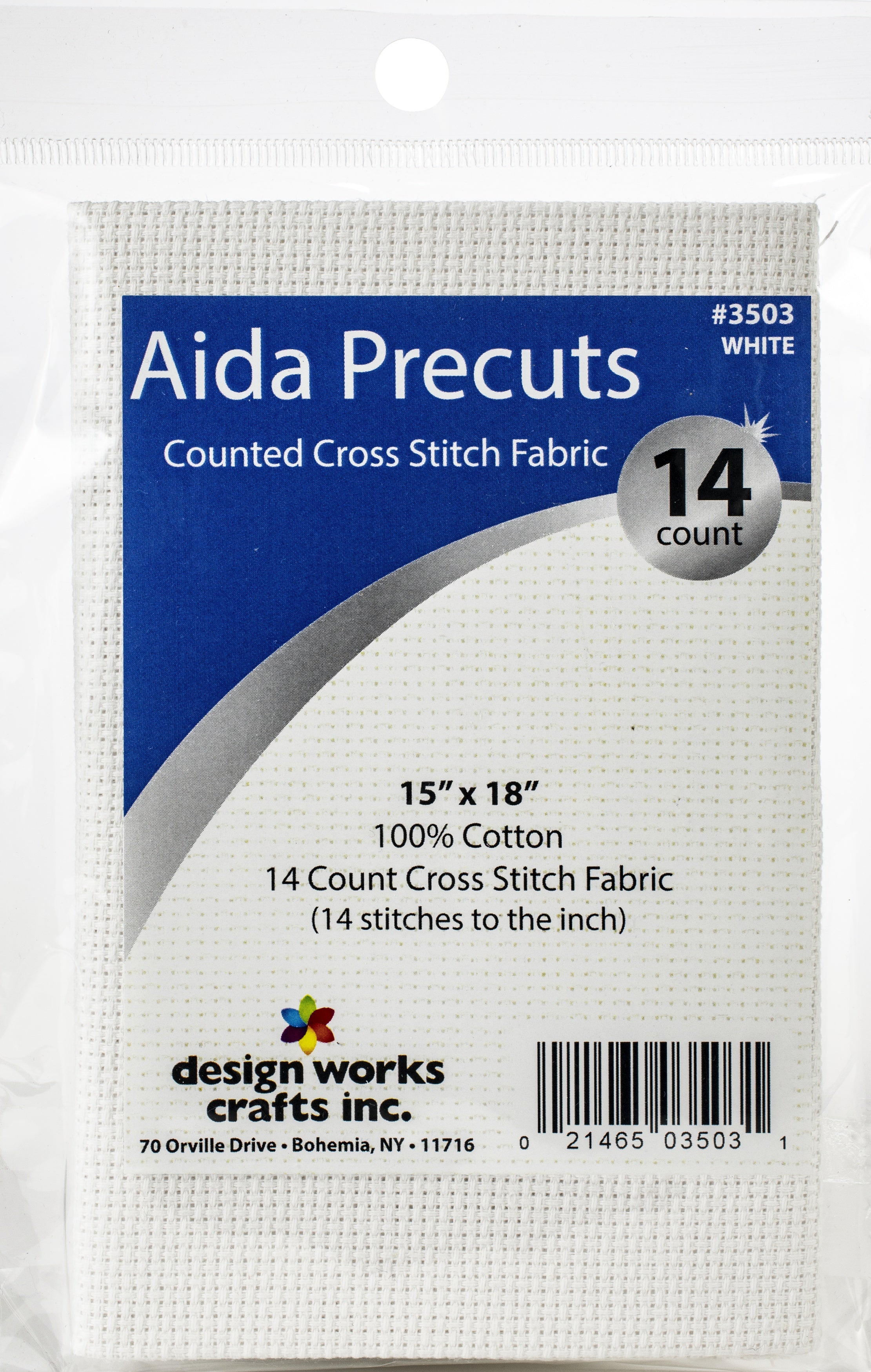 Design Works Gold Quality Aida 14 Count 15"X18" White
