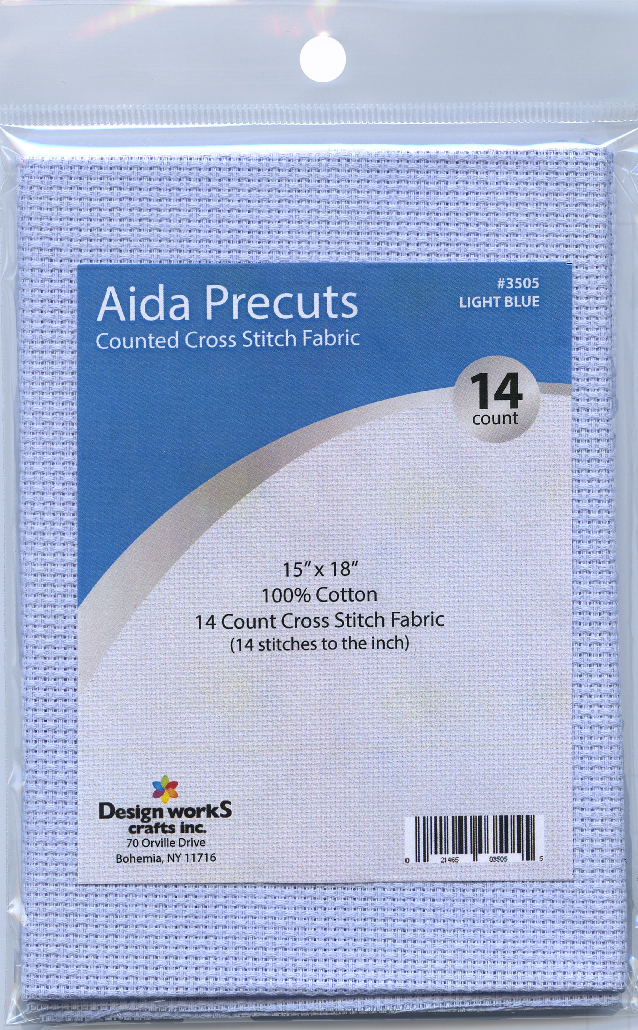 Design Works Gold Quality Aida 14 Count 15"X18" Light Blue
