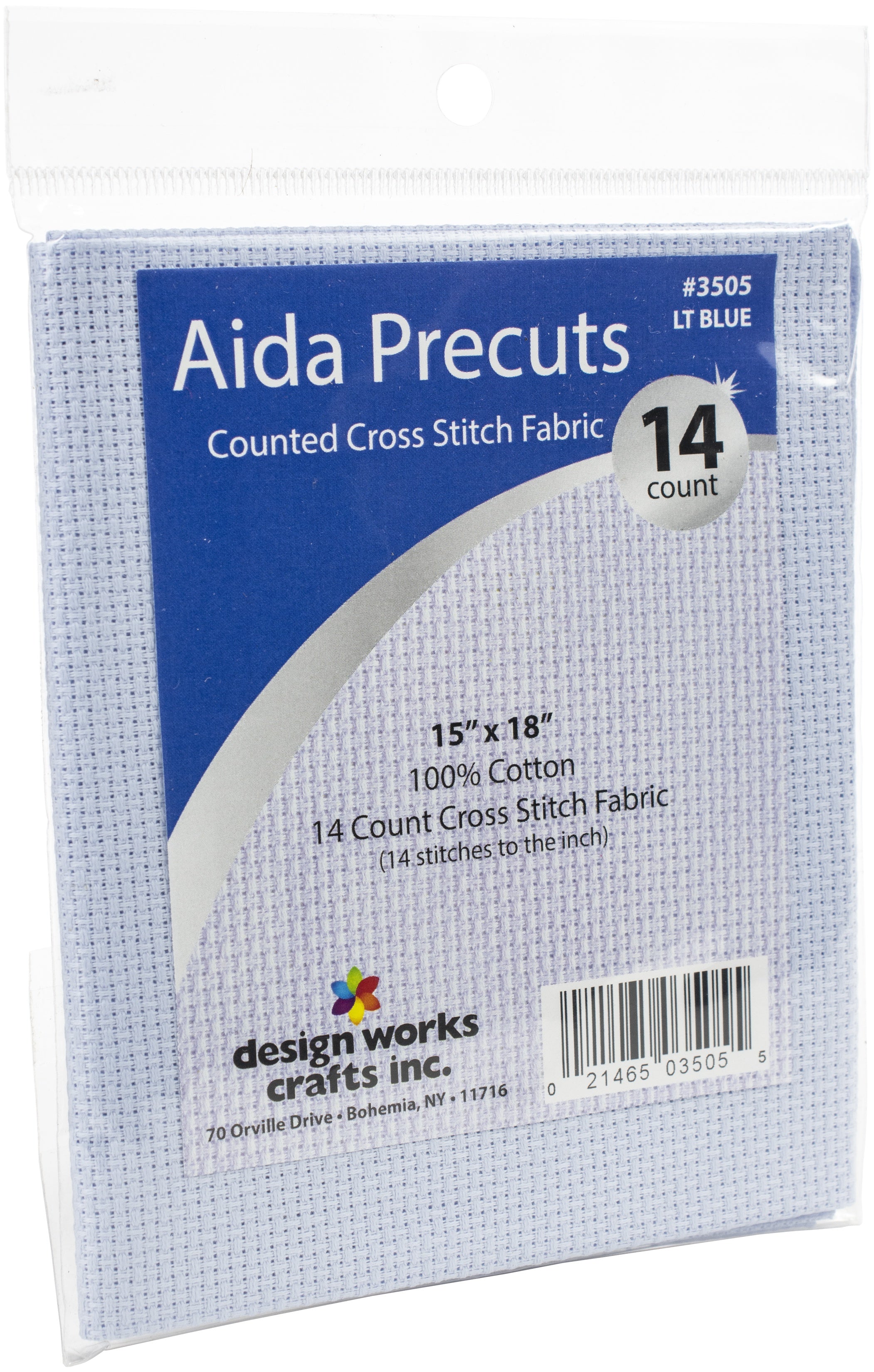 Design Works Gold Quality Aida 14 Count 15"X18" Light Blue