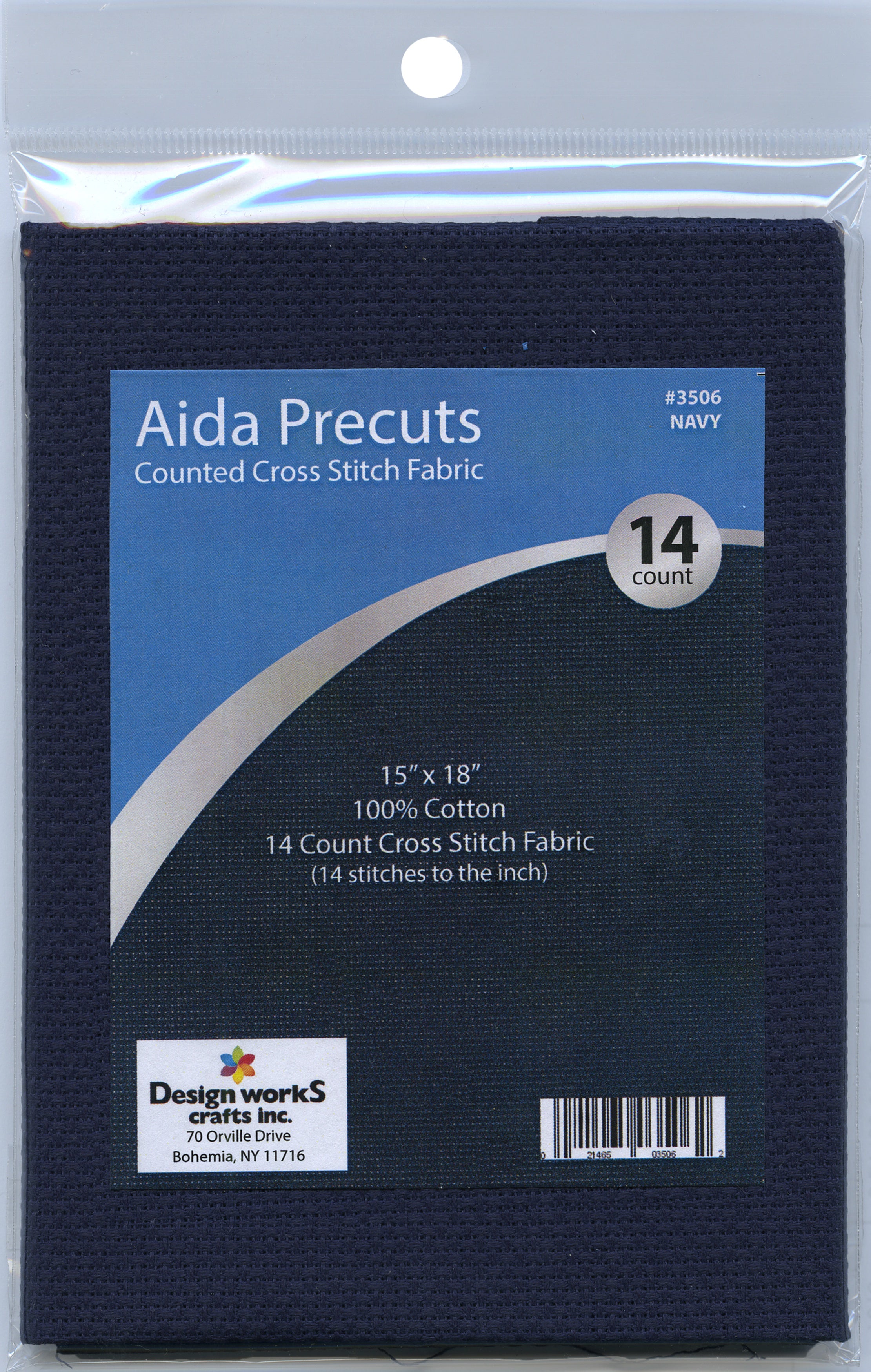 Design Works Gold Quality Aida 14 Count 15"X18" Navy