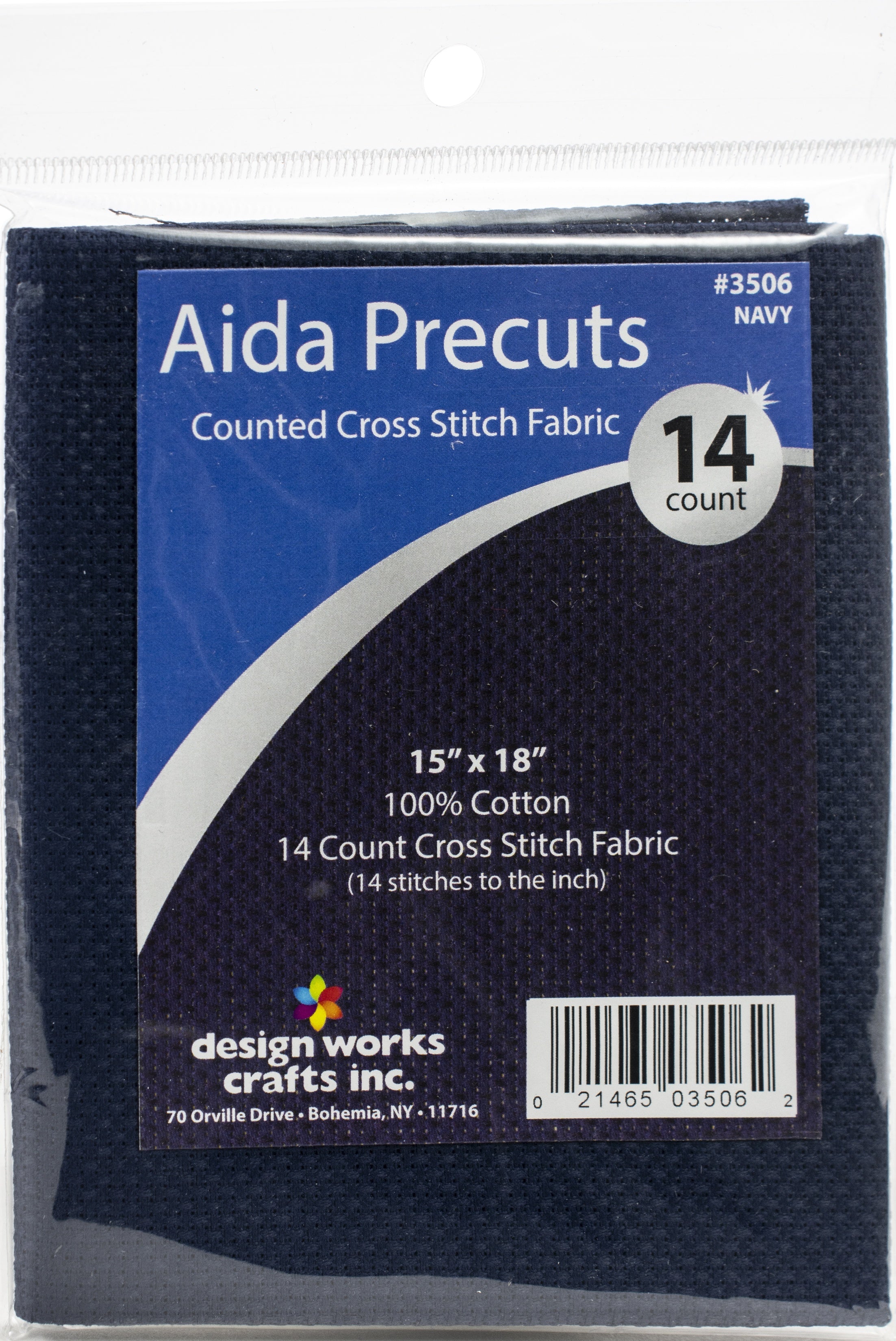 Design Works Gold Quality Aida 14 Count 15"X18" Navy