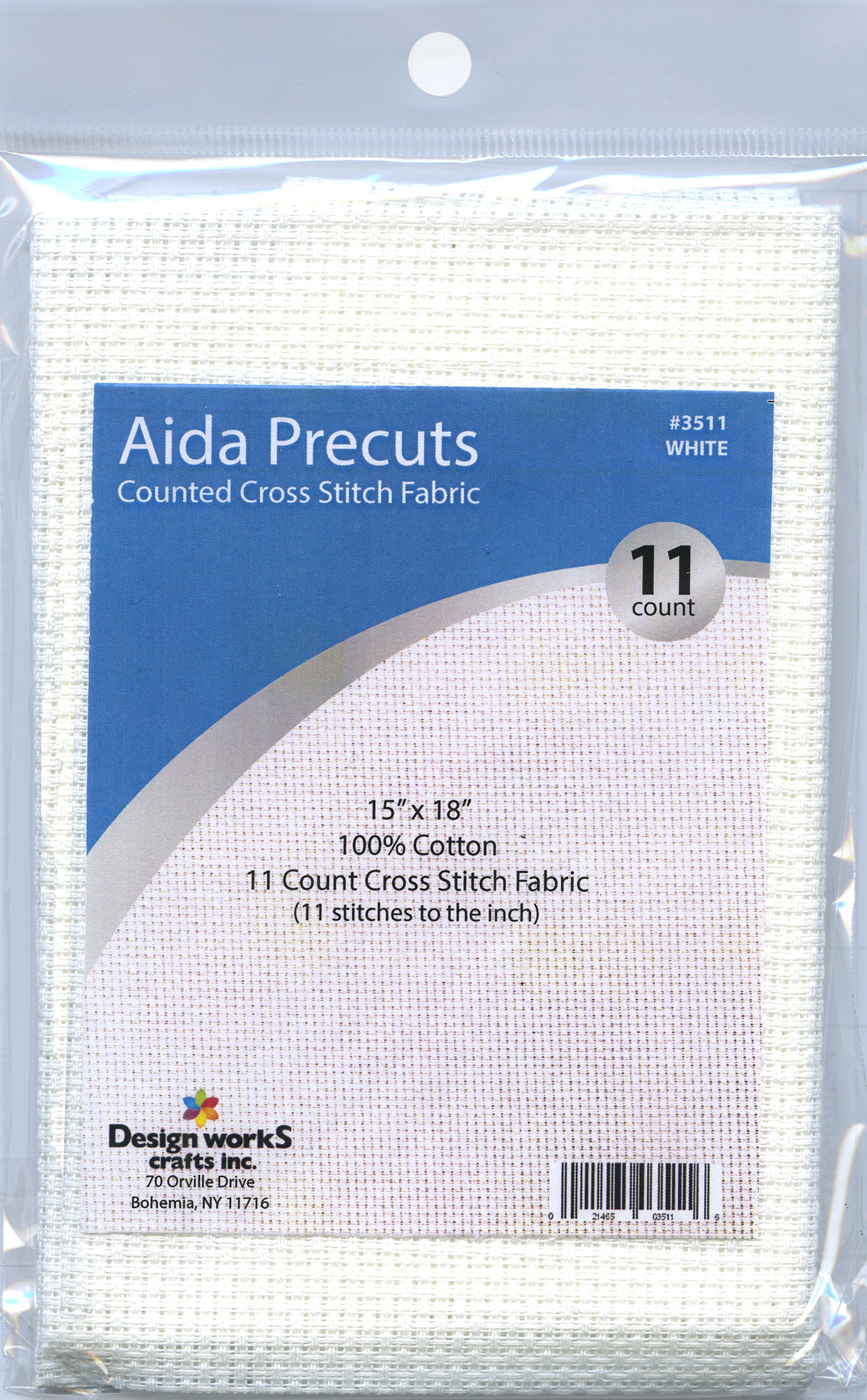 Design Works Gold Quality Aida 11 Count 15"X18" White