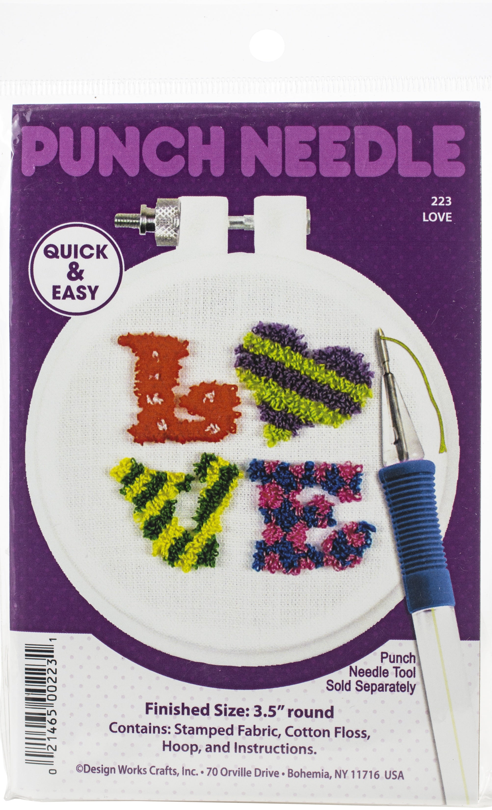 Design Works Punch Needle Kit 3.5" Round Love