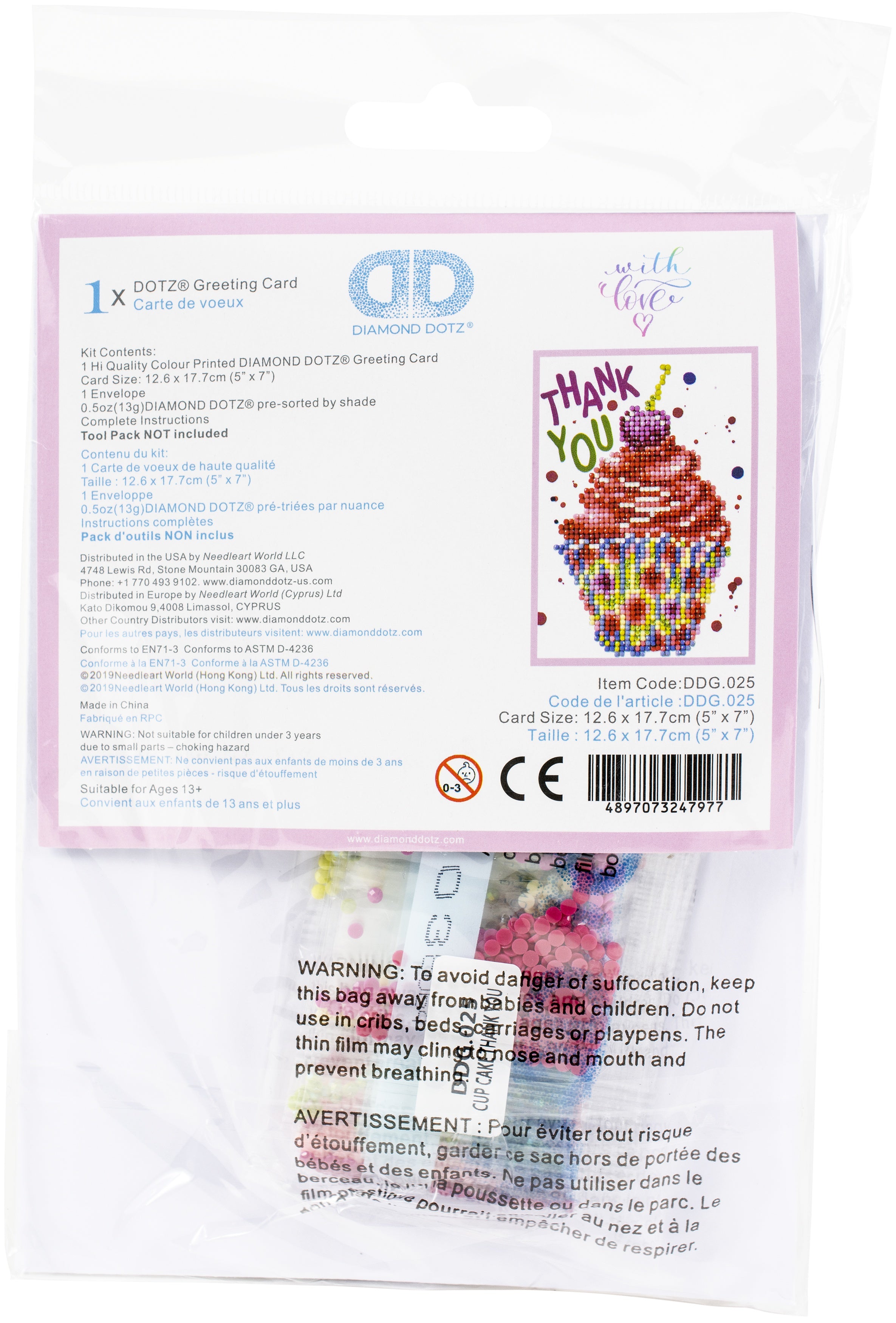 Diamond Dotz Diamond Embroidery Facet Art Greeting Card Kit Cupcake Thank You