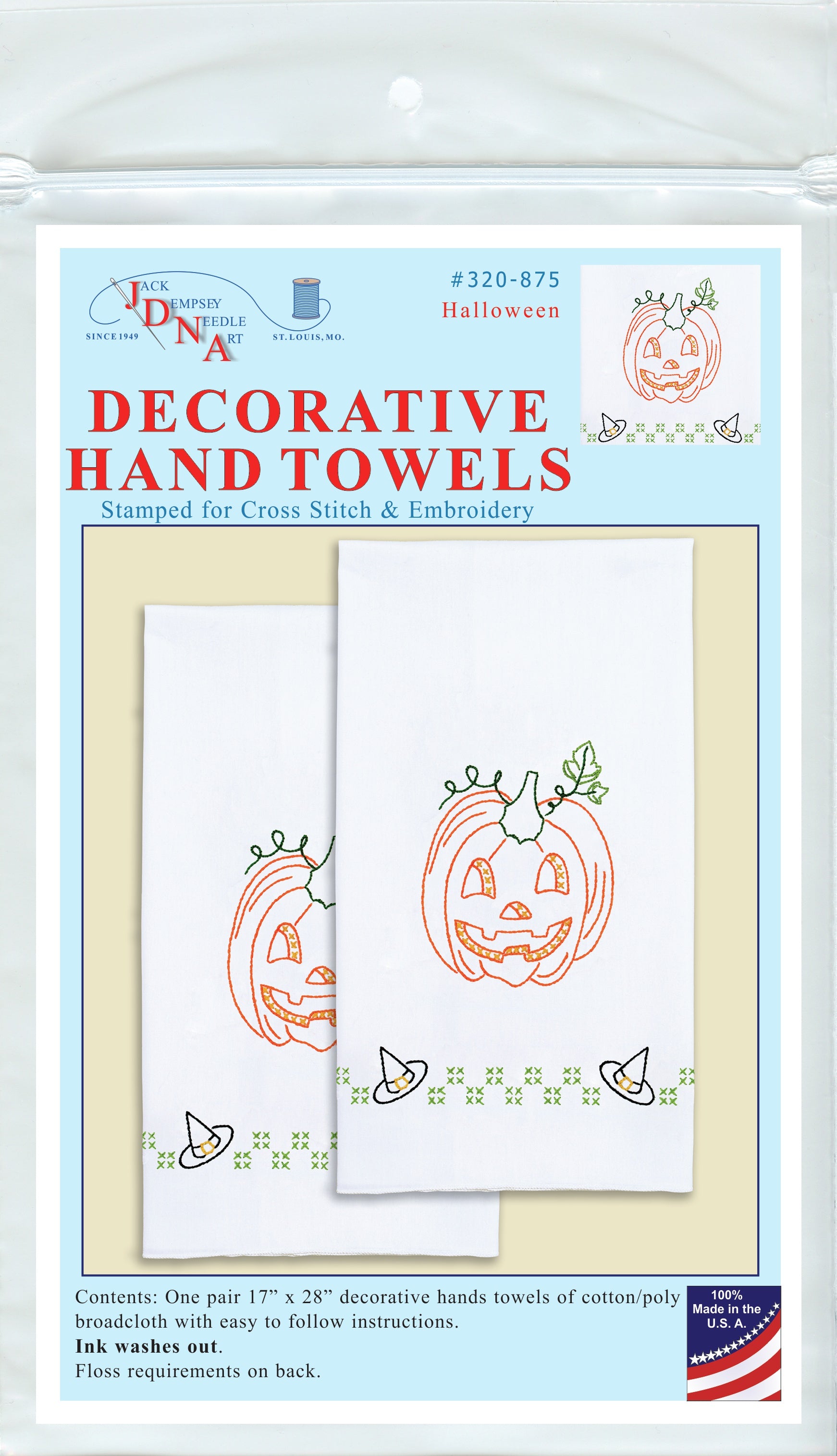 Jack Dempsey Stamped Decorative Hand Towel Pair 17"X28" Halloween