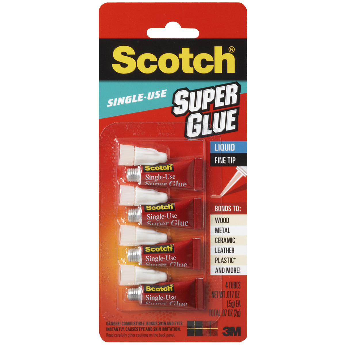 Scotch Super Glue Liquid 4/Pkg .017oz