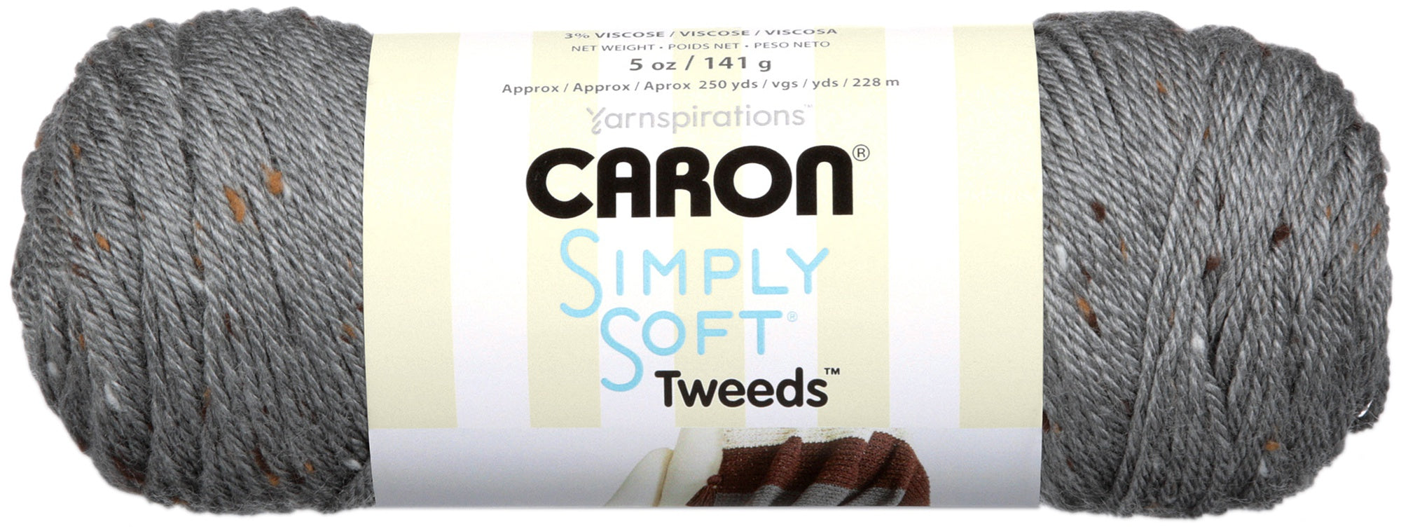 Simply Soft Tweeds Yarn Gray Heather