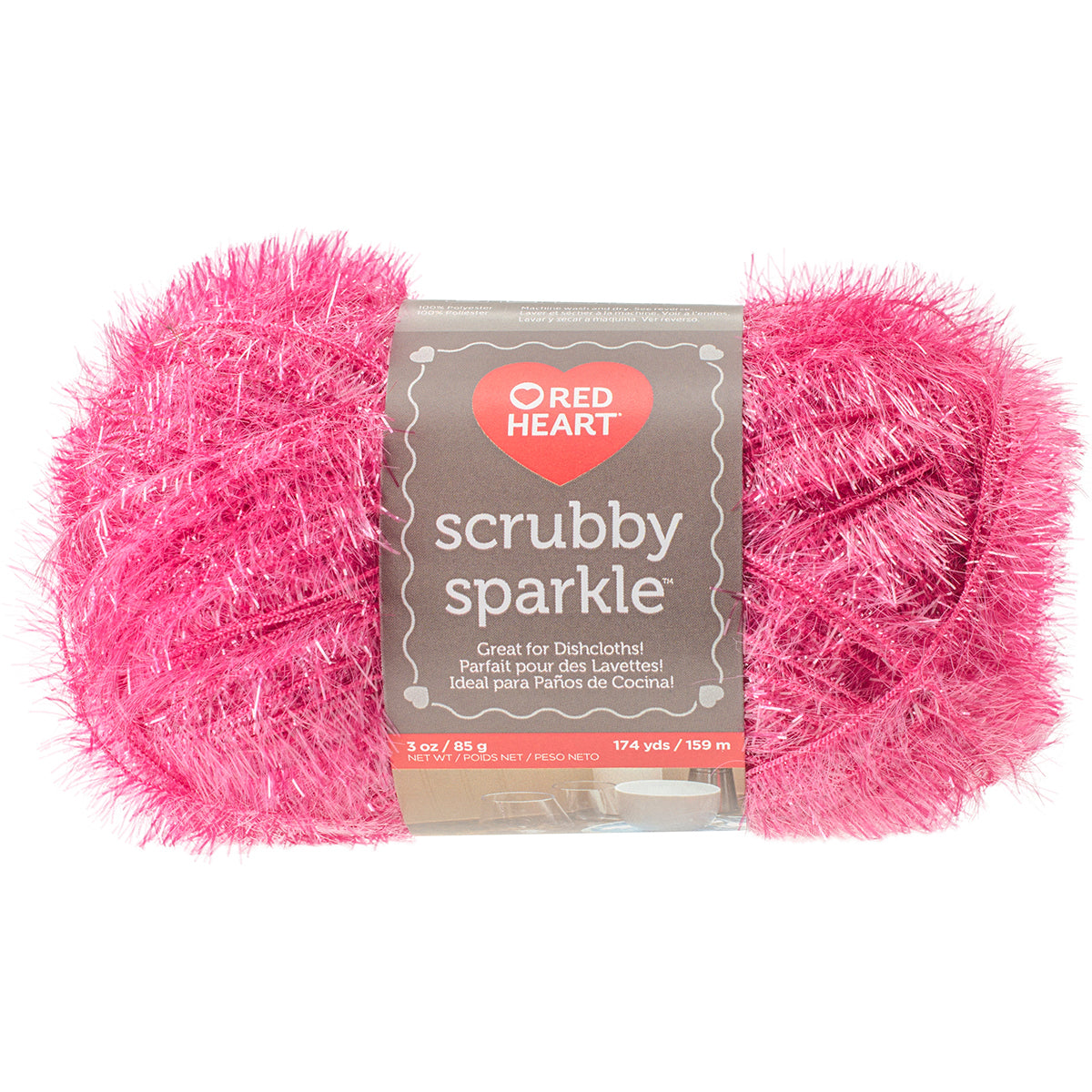 Red Heart Scrubby Sparkle Yarn Watermelon