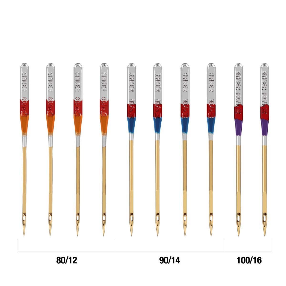Titanium Universal Regular Point Machine Needles Sizes 11/80 (4), 14/90 (4) & 16/100 (2)