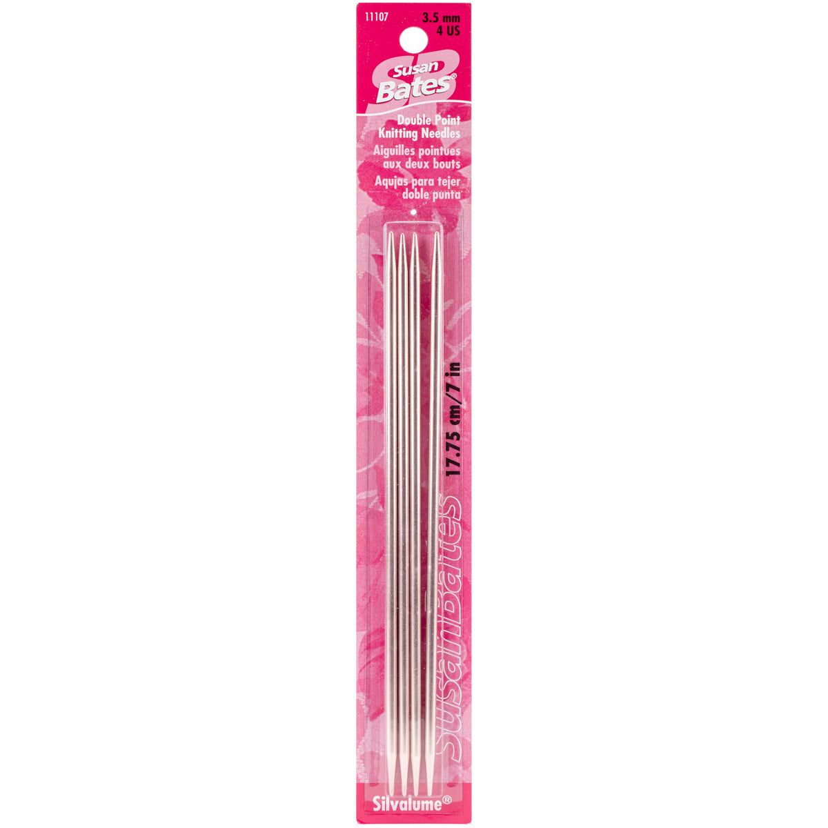 Silvalume Double Point Knitting Needles 7" 4/Pkg Size 4/3.5mm