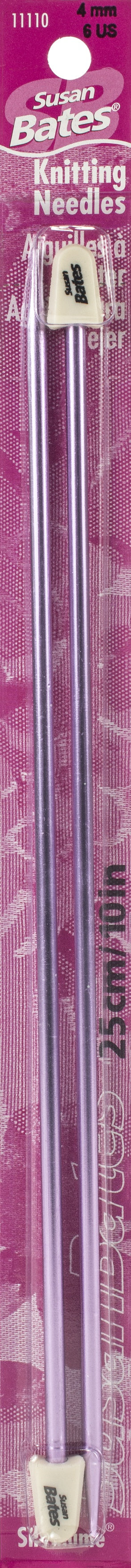 Silvalume Single Point Knitting Needles 10" Size 6/4mm
